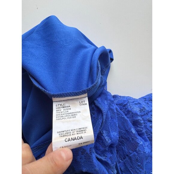 Vintage 00's LE CHATEAU Royal Blue Stretch Lace Fish Tail Maxi Dress, Size XS - Picture 11 of 12